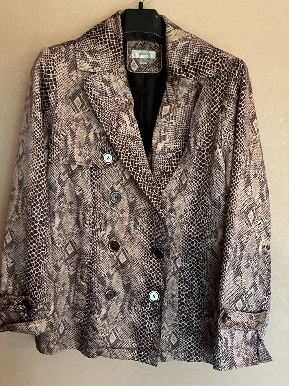 Dressbarn Snake-Print Double-Breasted Blazer - Brown